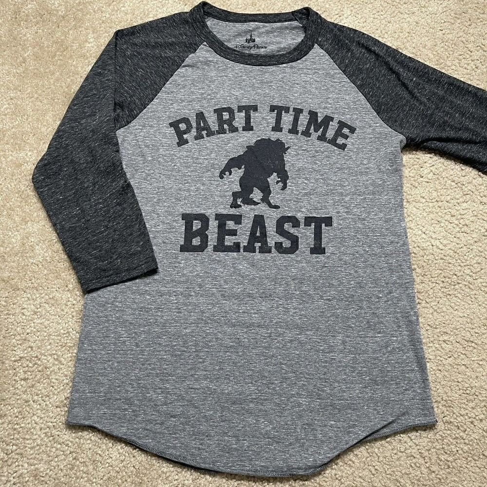 Disney Parks Adult M "Part Time Beast" 3/4 Sleeve Baseball T-Shirt Raglan Tee